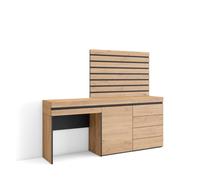 Tocador Skraut Home con cajón, 177x35x145cm, Módulo una puerta, Cajonera, Listones Decorativos, Varios colores Oak