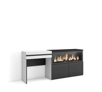 Skraut Home, Tocador con cajón, 177x35x75cm, Chimenea eléctrica XXL led, Módulo dos puertas, Varios colores White