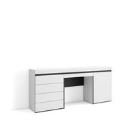 Skraut Home, Tocador con cajón, 177x35x75cm, Módulo una puerta, Cajonera de cuatro cajones, Varios colores disponibles White