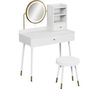 Tocador Vicco Mirela Blanco 90 cm con espejo LED y taburete, Model 56651