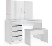Tocador Vicco Sherry Blanco 120 cm con espejo y banco, Model 33951