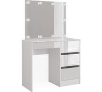 Tocador Vicco Sherry Blanco 90 cm con espejo y guirnalda LED, Model 39577