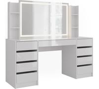 Tocador Vicco Sherry Blanco/Blanco alto brillo 158.2 cm con espejo LED, Model 57662