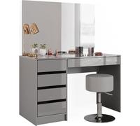 Tocador Vicco Sherry Gris 120 cm con espejo y taburete, Model 38785