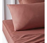 Today Essential - Juego de 2 Fundas de Almohada de 50 x 70 cm, 100% algodón Liso, Terracota
