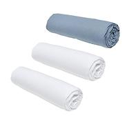 Today Essential - Juego de 3 sábanas de 140 x 190 cm, 2 Personas, 100% algodón, Tiza/Mezclilla