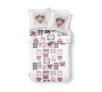 TODAY HC3 Juego de Cama 2 Personas 100% Only Love My Home Funda nórdica de 240 x 220 cm, 2 Fundas de Almohada de 63 x 63 cm, poliéster, Blanco, Rosa, 220 x 240 cm