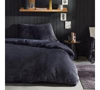 Today Juego de Cama Doble 220 x 240 cm Acanalado Liso Gris Antracita