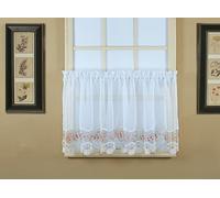 Today's Curtain, Estor de Organza de macramé Vintage de 24 Pulgadas, Blanco/Rosa, 58 Pulgadas de Ancho x 24 Pulgadas de Largo