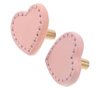 Toddmomy 2 Piezas Tiradores de Muebles Infantiles en Latón Tirador de Pu Rosa, Diseño Elegante de Corazón para Cajones y Tocadores, Accesorios Duraderos 1.33x1.25x0.86 In,