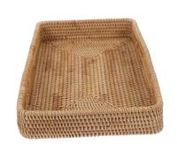 Toddmomy Bandeja de Ratán Rectangular Tejida Mano Decorativa Multifunción para Servir y Almacenar Diseño Grande para Cocina Baño y Salón