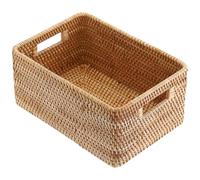 Toddmomy Caja de almacenamiento de ratán tejido para cocina y despensa, baúl grande de mimbre con asas integradas, ideal para artículos diversos, baño y artículos esenciales del hogar. Medidas: