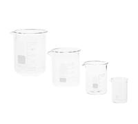 Toddmomy Juego de Vasos de Precipitados de Vidrio para Laboratorio, 4 Piezas Capacidad de 10ml, 25ml, 50ml y 100ml, Alta Resistencia Térmica y Visibilidad Cristalina para Experimentos