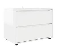 Todiikf Armario de almacenamiento blanco brillante, 80 x 48 x 57 cm | Cómoda moderna de madera con 2 cajones para sala de estar y dormitorio. Construcción de altura ajustable.