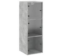 Todiikf Armario de pared con puertas de cristal, color gris hormigón, 35 x | Armario colgante para oficina y pasillo de madera con puertas de vitrina de cristal, soporta hasta 60 kg.