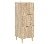 Todiikf Cajonera de madera de roble Sonoma, 33 x 34,5 x 90 cm | Mueble auxiliar compacto con cajones y patas de eucalipto para salón, pasillo o dormitorio con mucho espacio de