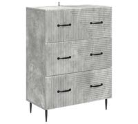 Todiikf Cajonera gris hormigón 66 x 34,5 x 89,5 cm | Elegante mueble auxiliar con 3 cajones y tiradores de metal. Ideal como cómoda de pasillo o aparador para el dormitorio.