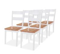 Todiikf Juego de 6 sillas de comedor de madera maciza de caucho, color blanco natural | Juego de seis piezas de madera maciza lacada para comedor y cocina, diseño atemporal de dos colores, soporta hasta 110 kg.