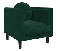 Todiikf Sillón con cojín redondo verde oscuro terciopelo sillón tapizado | Sillón de lectura suave de terciopelo verde oscuro con elegantes patas de madera maciza y cojines para sala de estar y
