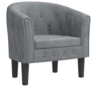 Todiikf Sillón de terciopelo gris oscuro, 70 x 56 x 68 cm | Cómodo sillón con funda de terciopelo suave y elegantes botones para sala de estar, dormitorio u oficina.