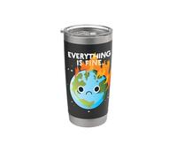 TODO ESTÁ BIEN Triste Día de la Tierra Meme Planeta en llamas Vaso térmico de acero inoxidable de doble pared