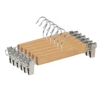 TODO HOGAR Percha Madera Maciza para Faldas y Pantalones, Color Natural - Clips Ajustables y Gancho Giratorio White