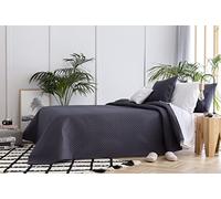 Todocama - Colcha boutí Fina con diseño de Rombos, para Primavera, Verano, otoño e Invierno. 100% Microfibra Extra Suave. Colcha Cubre Cama Multiusos. Cama 120/135-230x260cm Gris Oscuro
