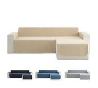 Todocama Funda Cubre Sofá Chaise Long Derecho 240 cm, Protector Acolchado Piqué, Antiácaros, Fácil de Limpiar, (Beige Arena)