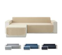 Todocama Funda Cubre Sofá Chaise Long Izquierdo 240 cm, Protector Acolchado Piqué, Antiácaros, Fácil de Limpiar, (Beige Arena)