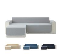 Todocama Funda Cubre Sofá Chaise Long Izquierdo 240 cm, Protector Acolchado Piqué, Antiácaros, Fácil de Limpiar, (Gris Claro)