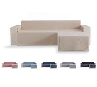 Todocama - Funda Cubre sofá, plazas, Protector de sofás Acolchado de Rombos, Transpirable, fácil de Limpiar, (Beig Arena, Chaise Derecho 240cm)