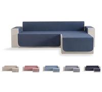 Todocama - Funda Cubre sofá, plazas, Protector de sofás Acolchado de Rombos, Transpirable, fácil de Limpiar, (Azul grisáceo, Chaise Derecho 240cm)