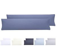 Todocama - Juego de 2 Fundas de Almohada, Microfibra Extra Suave, hipoalergénicas. Juego de 2-150x40 cm Azul grisáceo