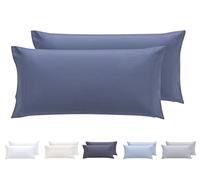 Todocama - Juego de 2 Fundas de Almohada, Microfibra Extra Suave, hipoalergénicas. Juego de 2-80x40 cm Azul grisáceo
