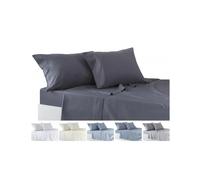 Todocama - Juego de Sábanas de 4 Piezas - Sábana Bajera Ajustable - Encimera - Dos Fundas de Almohada. Azul claro 135