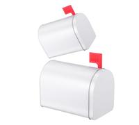 Tofficu 2 Piezas Buzón de Hojalata Blanco para Tarjetas con Bandera Roja, Caja Decorativa Vintage Fácil de Limpiar Adecuado para Intercambio en Aula y Fiestas de San Valentín