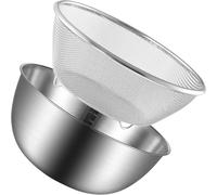 TOGEVAL 1juego Colador y Escurridor de Acero Inoxidable Cesta Multifuncional para Lavar Arroz Frutas y Verduras Cuenco Resistente y Práctico para Cocina Doméstica