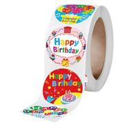TOGEVAL Pegatinas Adhesivas y Fáciles de Despegar de 1 Pulgada de Cumpleaños Redondas Material de Placa de Cobre 500 Unidades para Etiquetas de Regalos en Fiestas y Cumpleaños