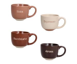 Tognana, Set de 4 tazas de café sin plato 100 cc Barista, New Bone China, Multicolor