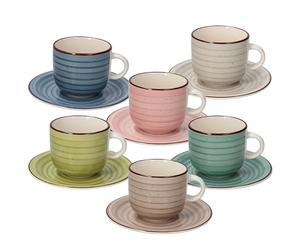 Tognana Urban Pastel, Tazas de té con plato, Cerámico, multicolor
