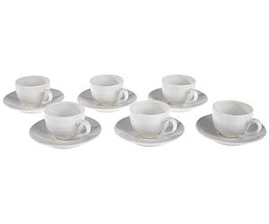 Tognana Victoria - Juego de 6 tazas de café con platillo, porcelana, blanco
