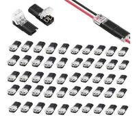 Toheitian 100 Conectores Enchufables de Doble Cable para Tiras de Luz LED, Conectores de Cable Sin Soldadura de 2 Pines con Hebilla de Bloqueo.
