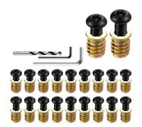 Toheitian 120 Pcs 60 Sets 1/4-20 X 15mm Inserciones Roscas para Madera, Inserciones de Tornillos para Muebles con Juego de Pernos y Tuercas 1/4-20