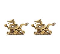Toheitian 2X Escultura de Estatua de Dragón Feng Shui de Latón, Adornos de Mesa para Oficina en Casa para Riqueza y Éxito, Regalos de Buena Suerte