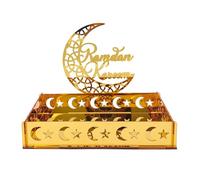 Toheitian Bandeja de Comida AcríLica Eid Mubarak RamadáN Postre de Fruta Luna Estrella Castillo IsláMico Festival MusulmáN DecoracióN Regalo,B