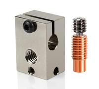 Toheitian Bloque Calefactor PT100 V6 de Latón Chapado en Cobre Bloques de Calefacción de Aluminio PT100 V6 Calcetín Garganta Bimetálico Heatbreak Chapado en Cobre