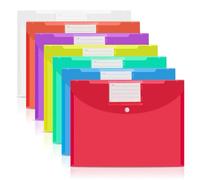 Toheitian Carteras de Plástico A4 7PCS Carpetas de Plástico Impermeables Carteras de Documentos Carpetas de Documentos con Botón para el Hogar, Oficina, Escuela y Viajes.
