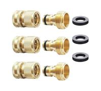 Toheitian Kit de Conexión Rápida para Manguera de Jardín de Latón Conector Rápido de Latón Sólido Accesorios para Manguera de Jardín Conectores de Manguera de Agua 3/4 Pulgadas GHT