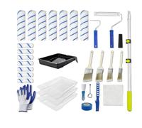 Toheitian Kit de Rodillo de Pintura con Poste Extensible, Rodillos de Pintura, Juego de Brochas de Pintura para Pintura Profesional, Rodillo de Pintura para Casa