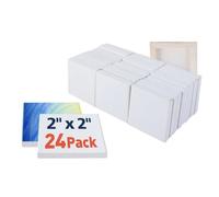 Toheitian Mini Lienzo de 2x2 Pulgadas, Paquete de 24 Unidades, Lienzo Cuadrado 100% Algodón para Pintura, Manualidades y Letreros DIY, Lienzos Pequeños Estirados con Perfil